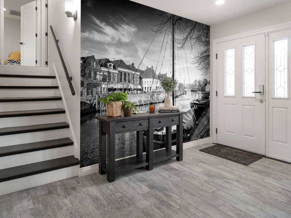 Zabytkowe statki towarowe zacumowane w Dokkum Friesland 